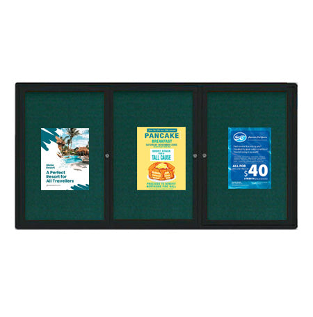 Enclosed Outdoor Bulletin Boards 96 x 24 with Interior Lighting and Radius Edge (3 DOORS) Online Hot Sale