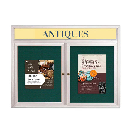 Enclosed Outdoor Bulletin Boards 72 x 36 with Message Header and Radius Edge (2 DOORS) on Sale