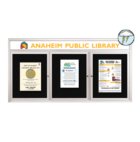 Enclosed Outdoor Bulletin Boards 96″ x 30″ with Message Header (3 DOOR) Online now