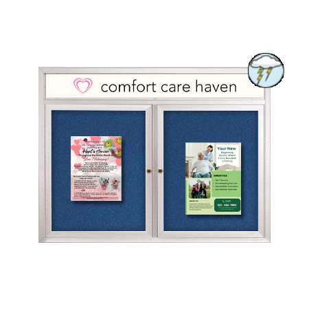 Enclosed Outdoor Bulletin Boards 84″ x 30″ with Message Header (2 DOOR) on Sale