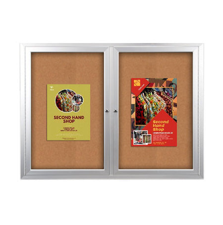 Enclosed Outdoor Bulletin Boards 72 x 24 with Interior Lighting and Radius Edge (2 DOORS) Online now