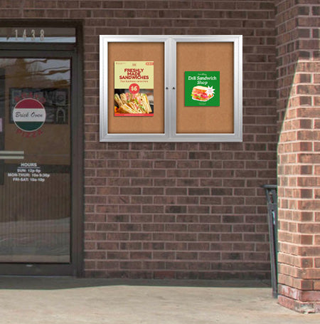 Enclosed Outdoor Bulletin Boards 72 x 24 with Interior Lighting and Radius Edge (2 DOORS) Online now