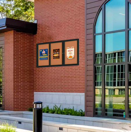 Enclosed Outdoor Bulletin Boards 96 x 36 with Interior Lighting and Radius Edge (3 DOORS) Hot on Sale