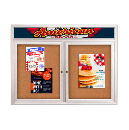 Enclosed Outdoor Bulletin Boards 48 x 36 with Message Header and Radius Edge (2 DOORS) Online Hot Sale