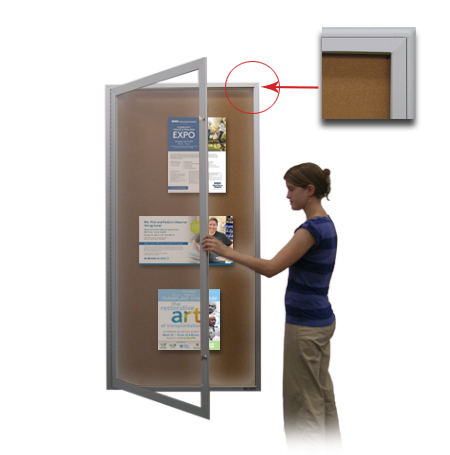Extra Large 24 x 48 Indoor Enclosed Bulletin Board Swing Cases with Lights (Radius Edge) Sale