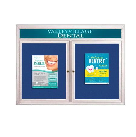 Enclosed Outdoor Bulletin Boards 60 x 40 with Header & Lights (Radius Edge) (2 DOORS) Discount