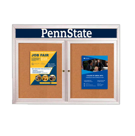 Enclosed Outdoor Bulletin Boards 60 x 30 with Header & Lights (Radius Edge) (2 DOORS) Sale