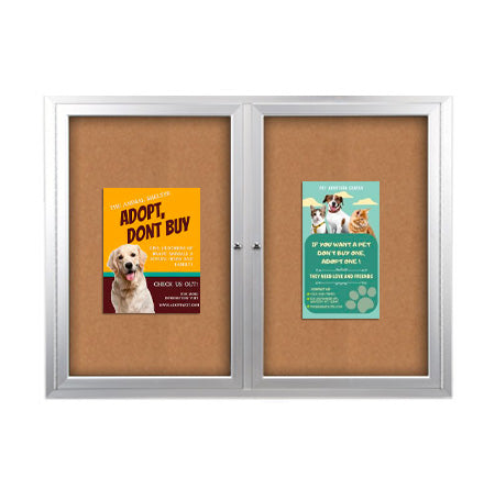 Enclosed Outdoor Bulletin Boards 48 x 36 with Interior Lighting and Radius Edge (2 DOORS) Online
