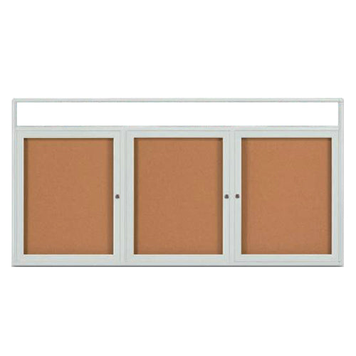 Enclosed Outdoor Bulletin Boards 96 x 30 with Message Header and Radius Edge (3 DOORS) Online now