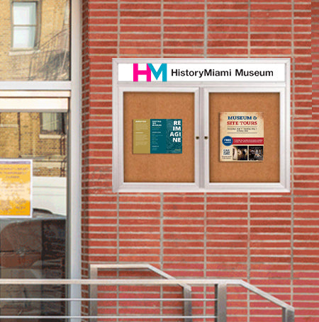 Enclosed Outdoor Bulletin Boards 48 x 60 with Message Header and Radius Edge (2 DOORS) Discount
