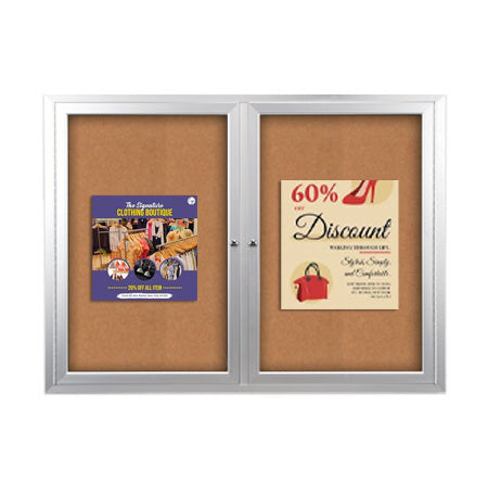 Enclosed Outdoor Bulletin Boards 84 x 36 with Interior Lighting and Radius Edge (2 DOORS) Online Hot Sale
