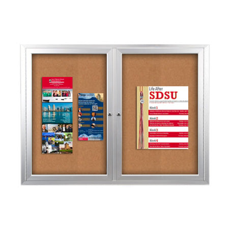 Enclosed Outdoor Bulletin Boards 96 x 36 with Interior Lighting and Radius Edge (2 DOORS) Online