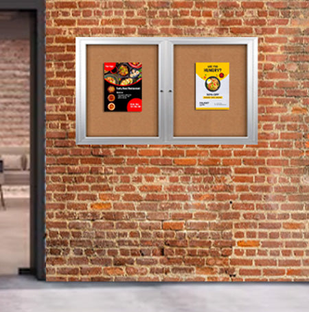 Enclosed Outdoor Bulletin Boards 96 x 36 with Interior Lighting and Radius Edge (2 DOORS) Online