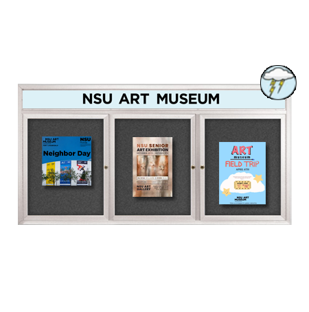 Enclosed Outdoor Bulletin Boards 72″ x 30″ with Message Header (3 DOOR) on Sale