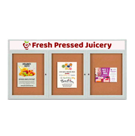 Enclosed Outdoor Bulletin Boards 72 x 48 with Message Header and Radius Edge (3 DOORS) Online now