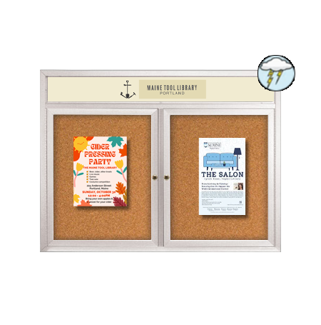 Enclosed Outdoor Bulletin Boards 72″ x 36″ with Message Header (2 DOOR) Online now