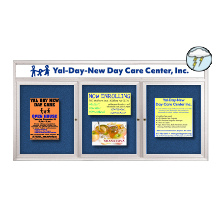 Enclosed Outdoor Bulletin Boards 72″ x 36″ with Message Header (3 DOOR) Fashion