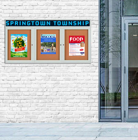 Enclosed Outdoor Bulletin Boards 72 x 36 with Message Header and Radius Edge (3 DOORS) Online Sale