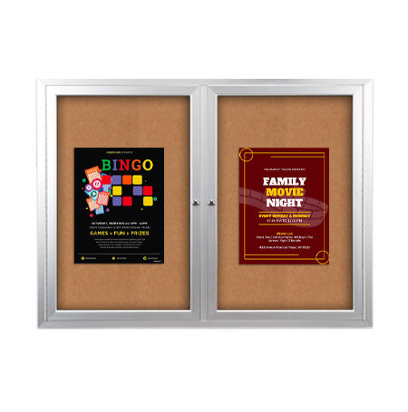Enclosed Outdoor Bulletin Boards 60 x 36 with Interior Lighting and Radius Edge (2 DOORS) Discount