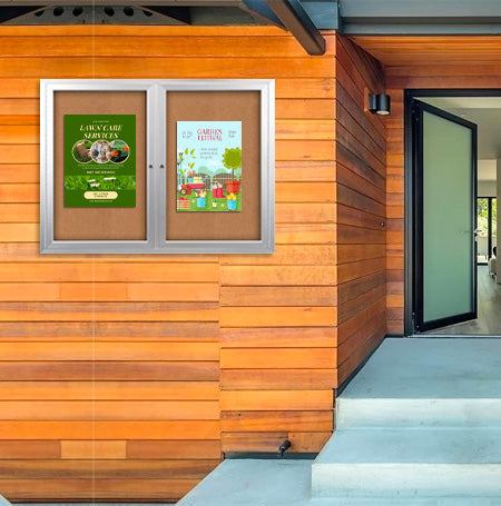 Enclosed Outdoor Bulletin Boards 60 x 36 with Interior Lighting and Radius Edge (2 DOORS) Discount