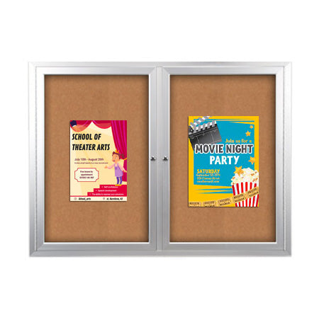 Enclosed Outdoor Bulletin Boards 96 x 24 with Interior Lighting and Radius Edge (2 DOORS) Online Sale