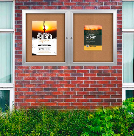 Enclosed Outdoor Bulletin Boards 96 x 24 with Interior Lighting and Radius Edge (2 DOORS) Online Sale