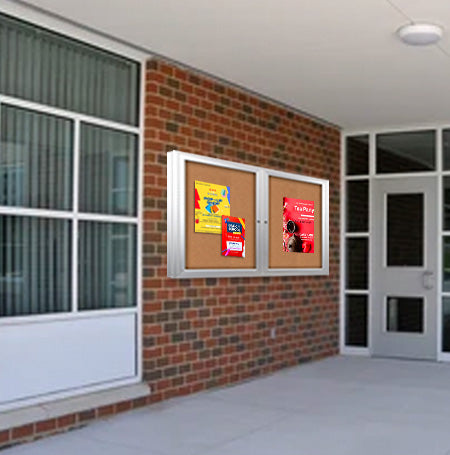 Enclosed Outdoor Bulletin Boards 96 x 48 with Interior Lighting and Radius Edge (2 DOORS) Sale