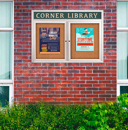 Enclosed Outdoor Bulletin Boards 60 x 40 with Message Header and Radius Edge (2 DOORS) Online now