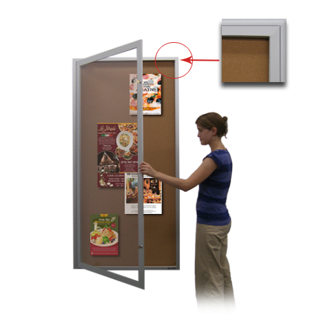 Extra Large Indoor 48 x 60 Enclosed Bulletin Board SwingCase Metal Display Case + Radius Edge Corners Online