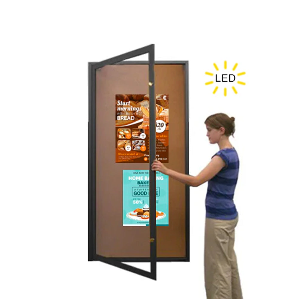 Extra Large 36 x 72 Indoor Enclosed Bulletin Board Swing Cases with Light (Single Door) Supply