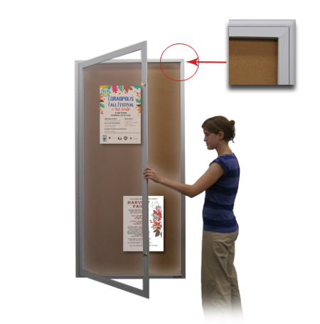 Extra Large 48 x 48 Indoor Enclosed Bulletin Board Swing Cases with Lights (Radius Edge) Fashion