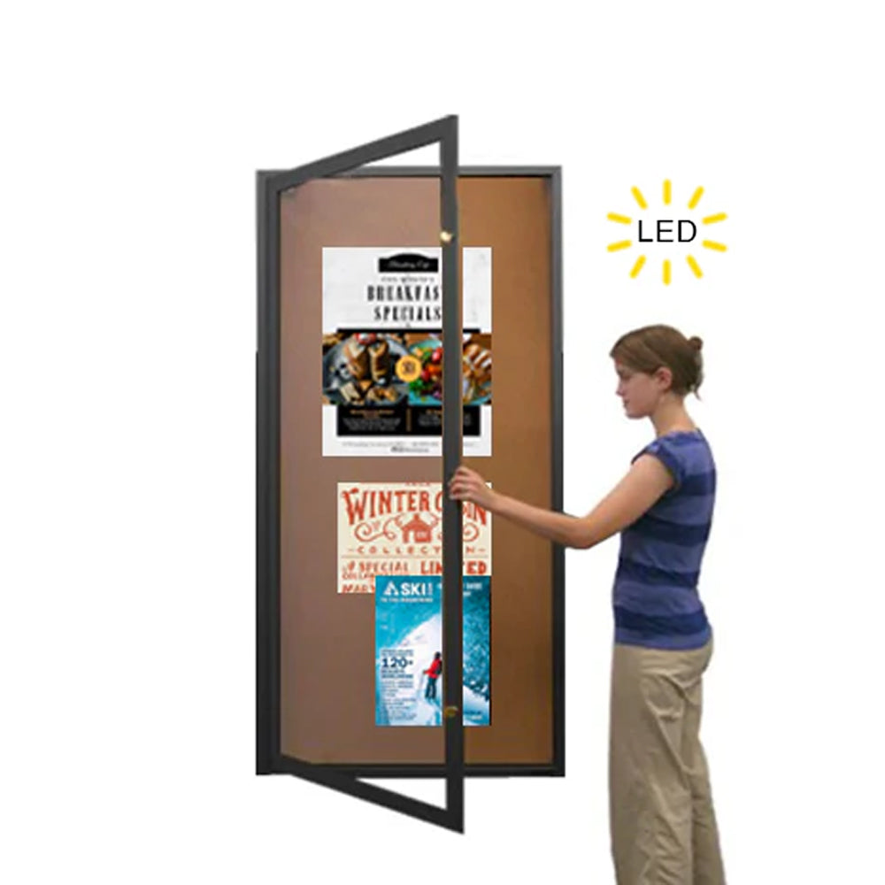 Extra Large 36 x 60 Indoor Enclosed Bulletin Board Swing Cases with Light (Single Door) Supply