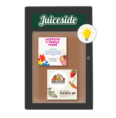 Extra Large Indoor Enclosed Bulletin Board Swing Cases 48 x 72 with Header and Lights (Radius Edge) Online Sale